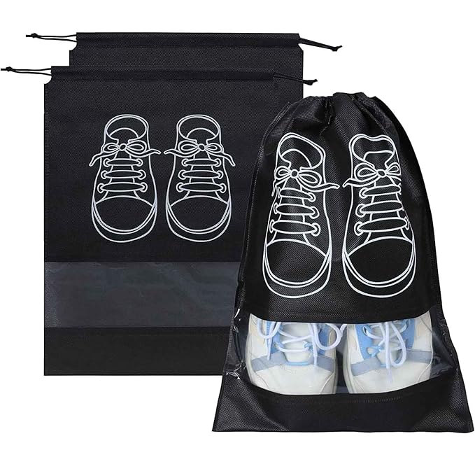 Trendegic Portable Travel Shoe Storage Bags Dustproof Drawstring Shoes Bags with Transparent Slot Waterproof Packing Organizers for Women Men (3 Pcs)